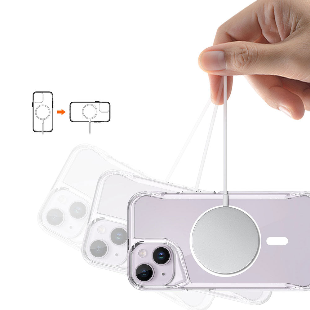 Apple iPhone 14 Kılıf Zore Magsafe Şarj Özellikli T-Max Magsafe Kapak Renksiz