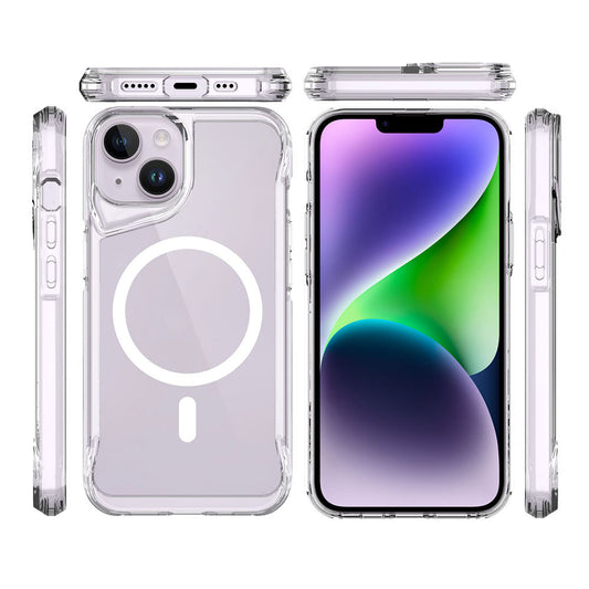 Apple iPhone 14 Kılıf Zore Magsafe Şarj Özellikli T-Max Magsafe Kapak Renksiz