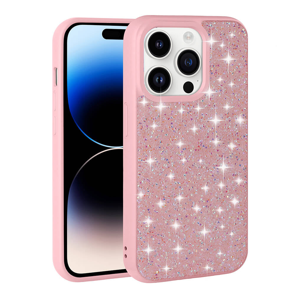 Apple iPhone 14 Pro Kılıf Parlak Taşlı Tasarım Zore Pırlanta Kapak Lila