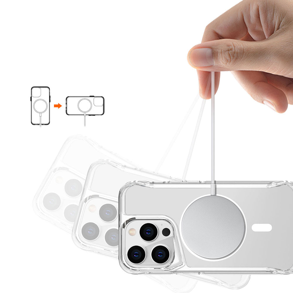 Apple iPhone 14 Pro Kılıf Zore Magsafe Şarj Özellikli T-Max Magsafe Kapak Renksiz