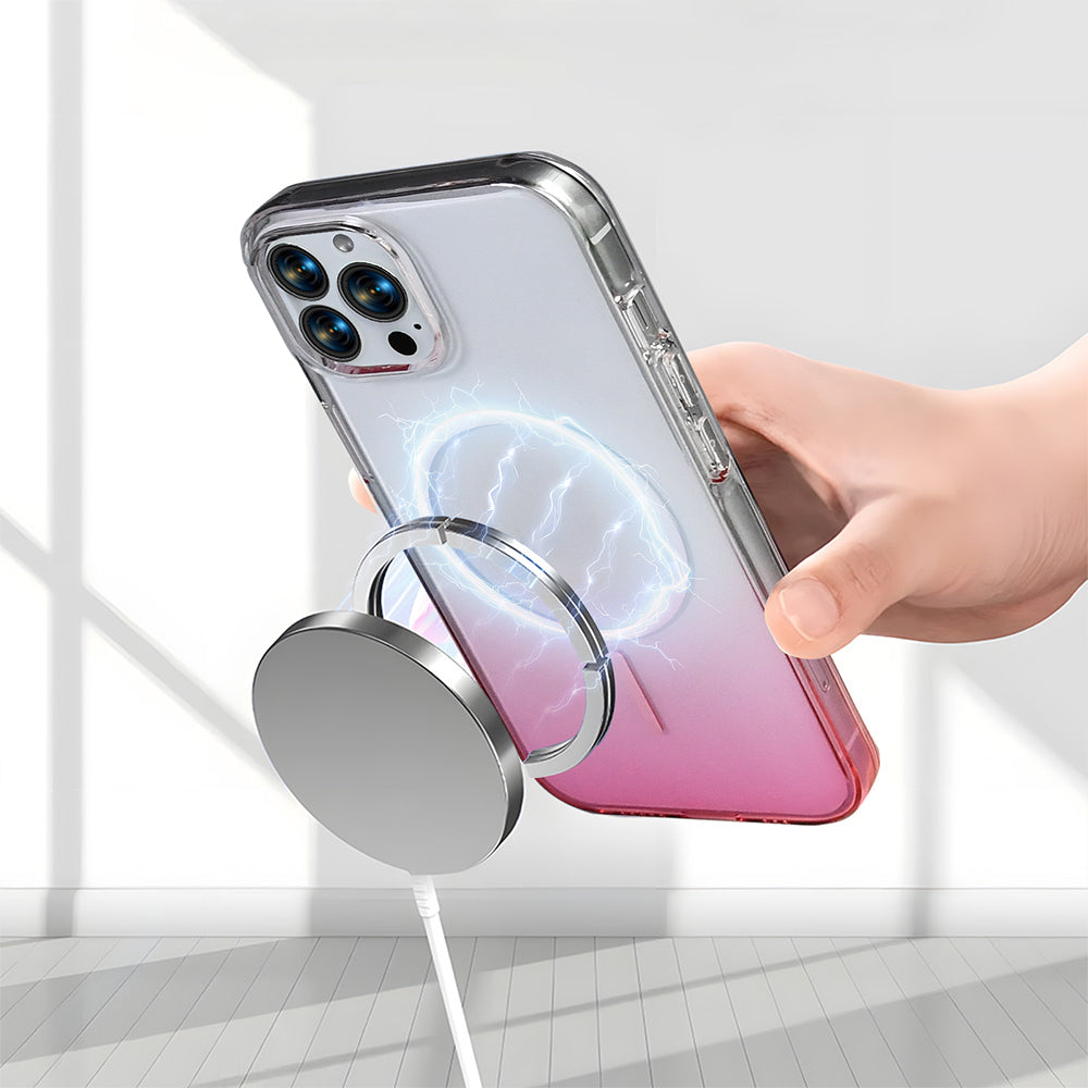 Apple iPhone 14 Pro Max Kılıf M-Safe Şarj Özellikli Zore Septik Silikon Kapak Pembe