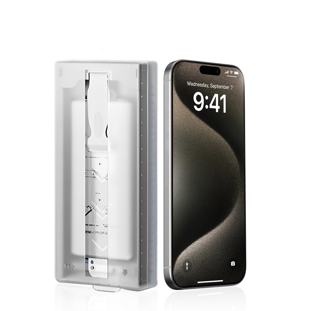 Apple iPhone 14 Zore 3D Oliv HD Temperli Cam Ekran Koruyucu + Kolay Uygulama Aparatı Şeffaf