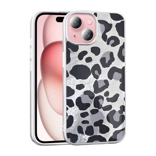 Apple iPhone 15 Kılıf Desenli Zore Mep Kapak Gri Leopar
