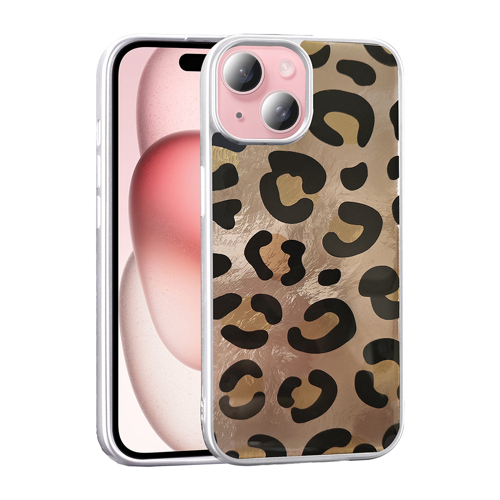 Apple iPhone 15 Kılıf Desenli Zore Mep Kapak Gold Leopar