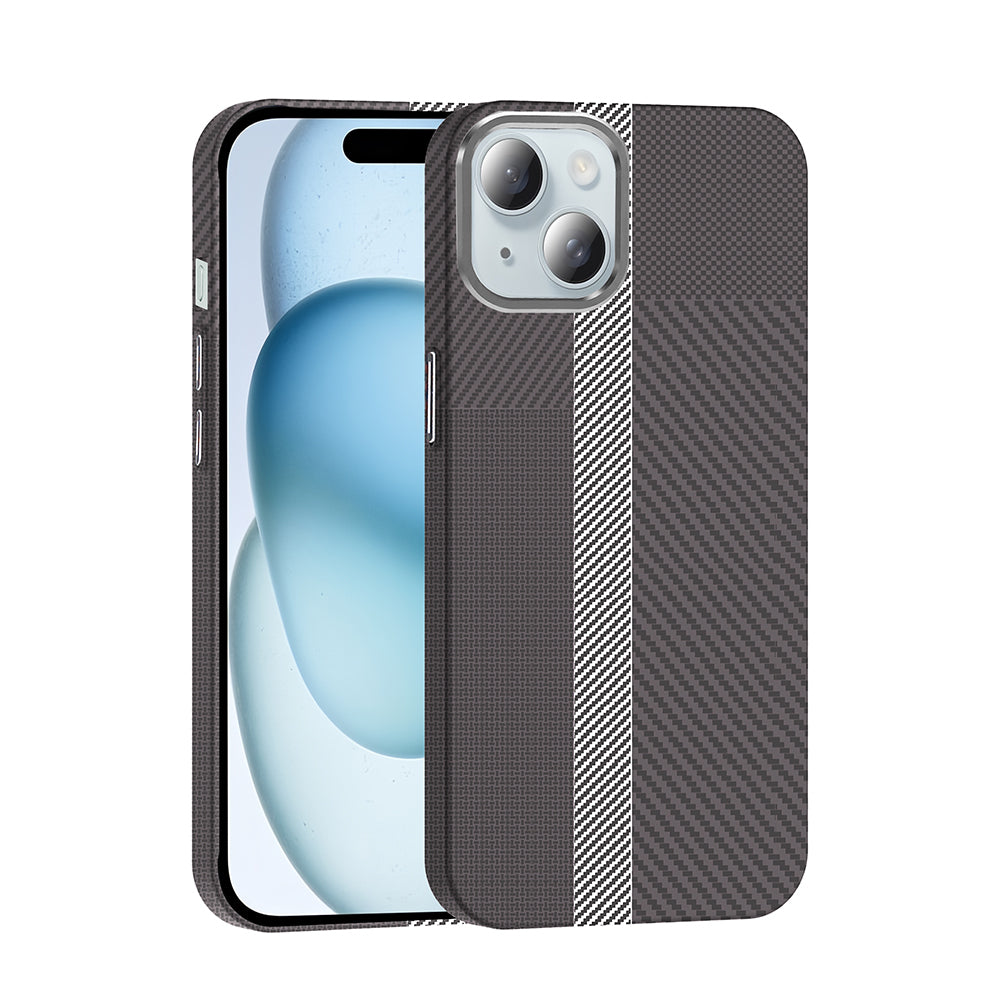 Apple iPhone 15 Kılıf M-safe Şarj Özellikli Karbon Fiber Görünümlü Zore Gros Kapak Lacivert