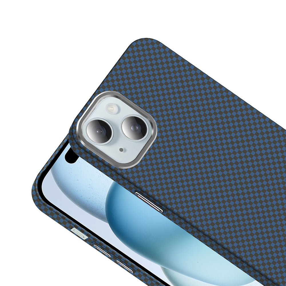 Apple iPhone 15 Kılıf M-safe Şarj Özellikli Karbon Fiber Görünümlü Zore Gros Kapak Gri-Siyah