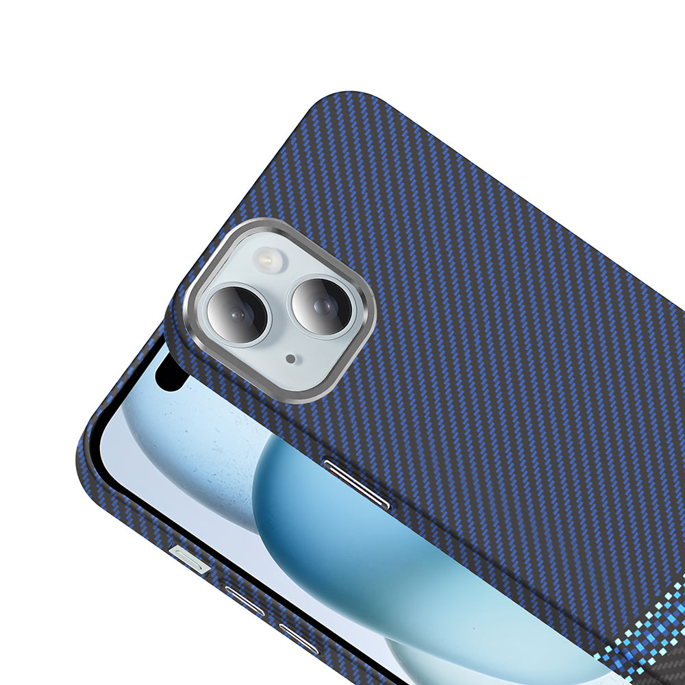 Apple iPhone 15 Kılıf M-safe Şarj Özellikli Karbon Fiber Görünümlü Zore Gros Kapak Siyah