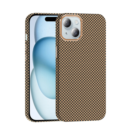 Apple iPhone 15 Kılıf M-safe Şarj Özellikli Karbon Fiber Görünümlü Zore Gros Kapak Desert Titanyum