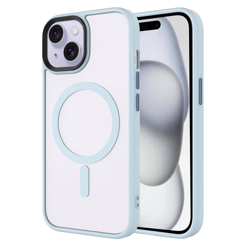 Apple iPhone 15 Kılıf Mat Arka Yüzey Wireless Şarj Özellikli Zore Flet Magsafe Kapak Pembe