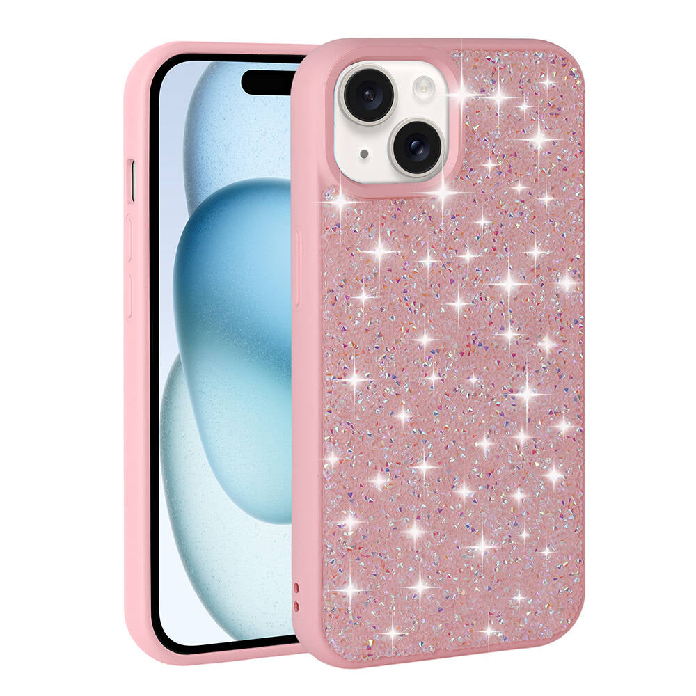 Apple iPhone 15 Kılıf Parlak Taşlı Tasarım Zore Pırlanta Kapak Siyah