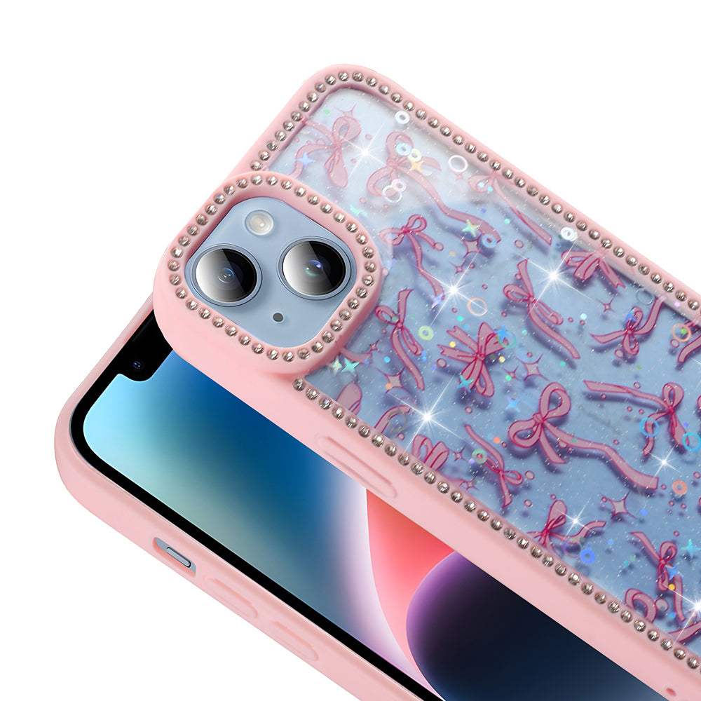 Apple iPhone 15 Kılıf Taşlı ve Simli Tasarım Zore Azra Kapak Gold