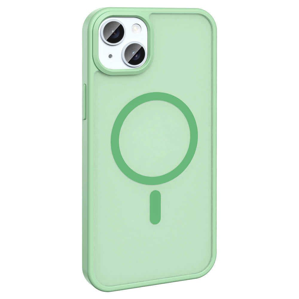 Apple iPhone 15 Plus Kılıf M-safe Şarj Özellikli Mat Arka Yüzey Zore Sio Kapak Kahverengi