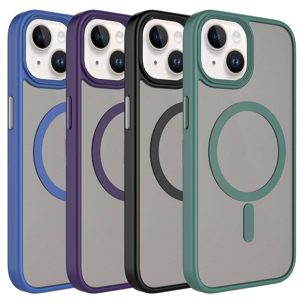 Apple iPhone 15 Plus Kılıf Mat Arka Yüzey Wireless Şarj Özellikli Zore Flet Magsafe Kapak Yeşil