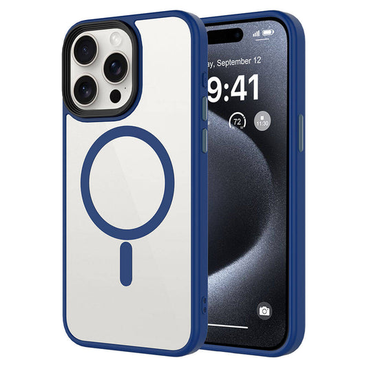 Apple iPhone 15 Pro Kılıf Mat Arka Yüzey Wireless Şarj Özellikli Zore Flet Magsafe Kapak Midnight