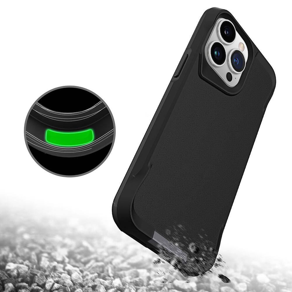 Apple iPhone 15 Pro Kılıf Zore Airbag Kenarlı T-Max Mat Standlı Kapak Siyah