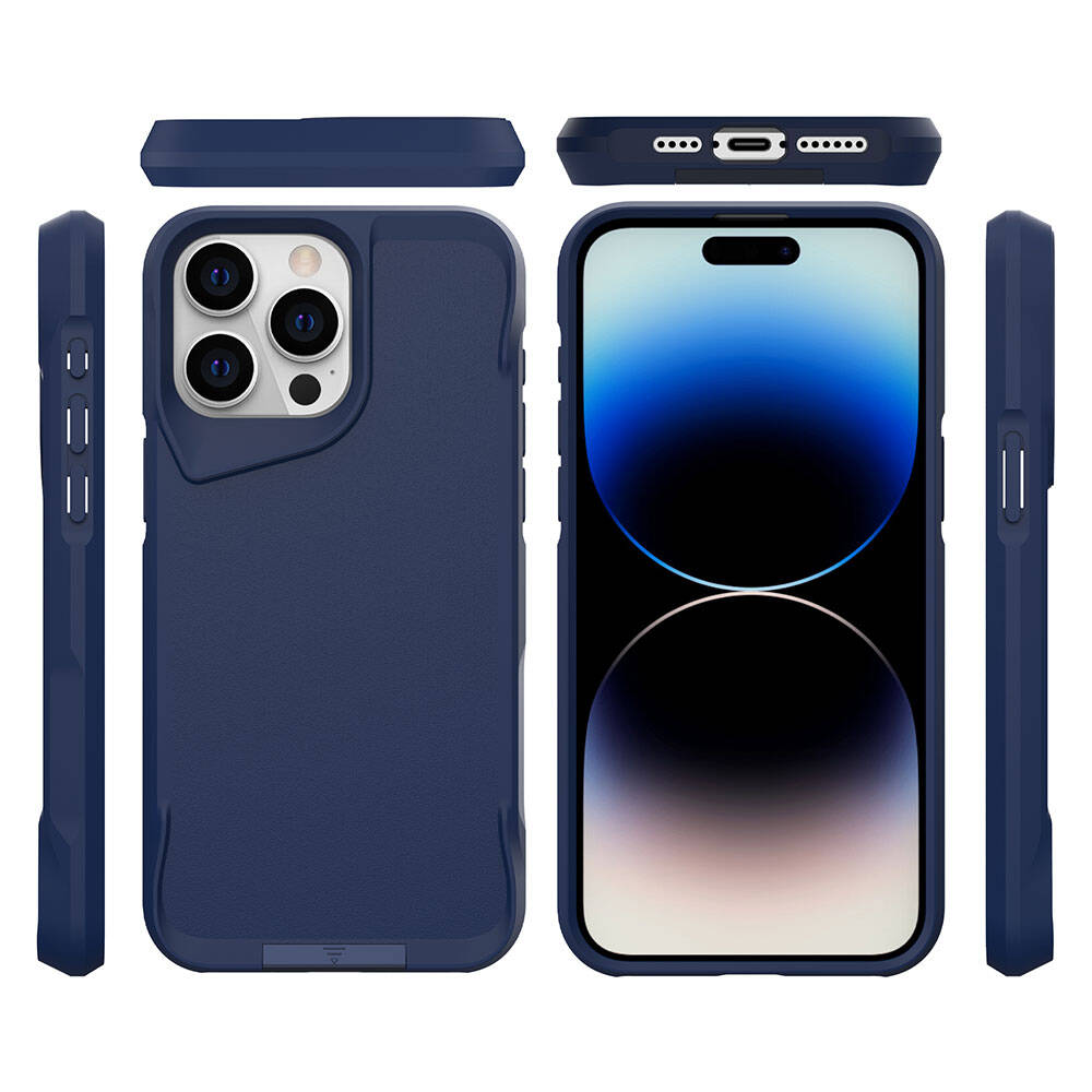 Apple iPhone 15 Pro Kılıf Zore Airbag Kenarlı T-Max Mat Standlı Kapak Gri