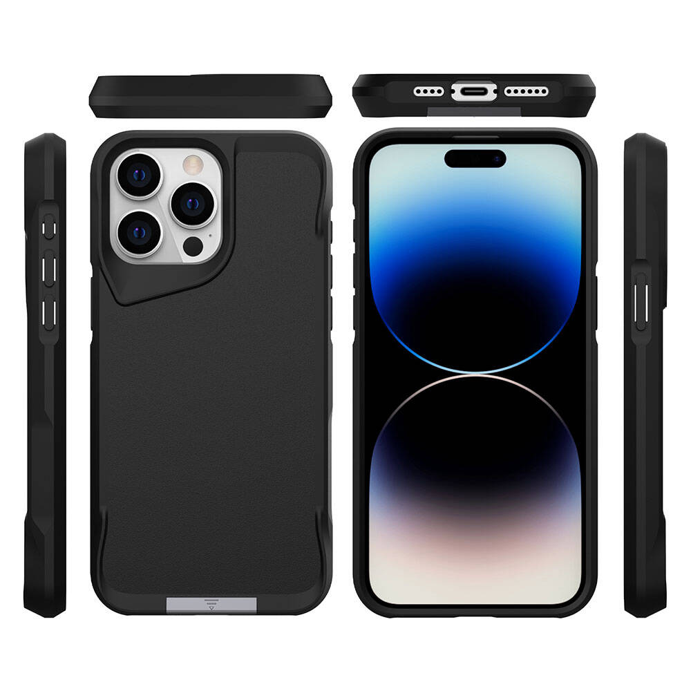 Apple iPhone 15 Pro Kılıf Zore Airbag Kenarlı T-Max Mat Standlı Kapak Gri