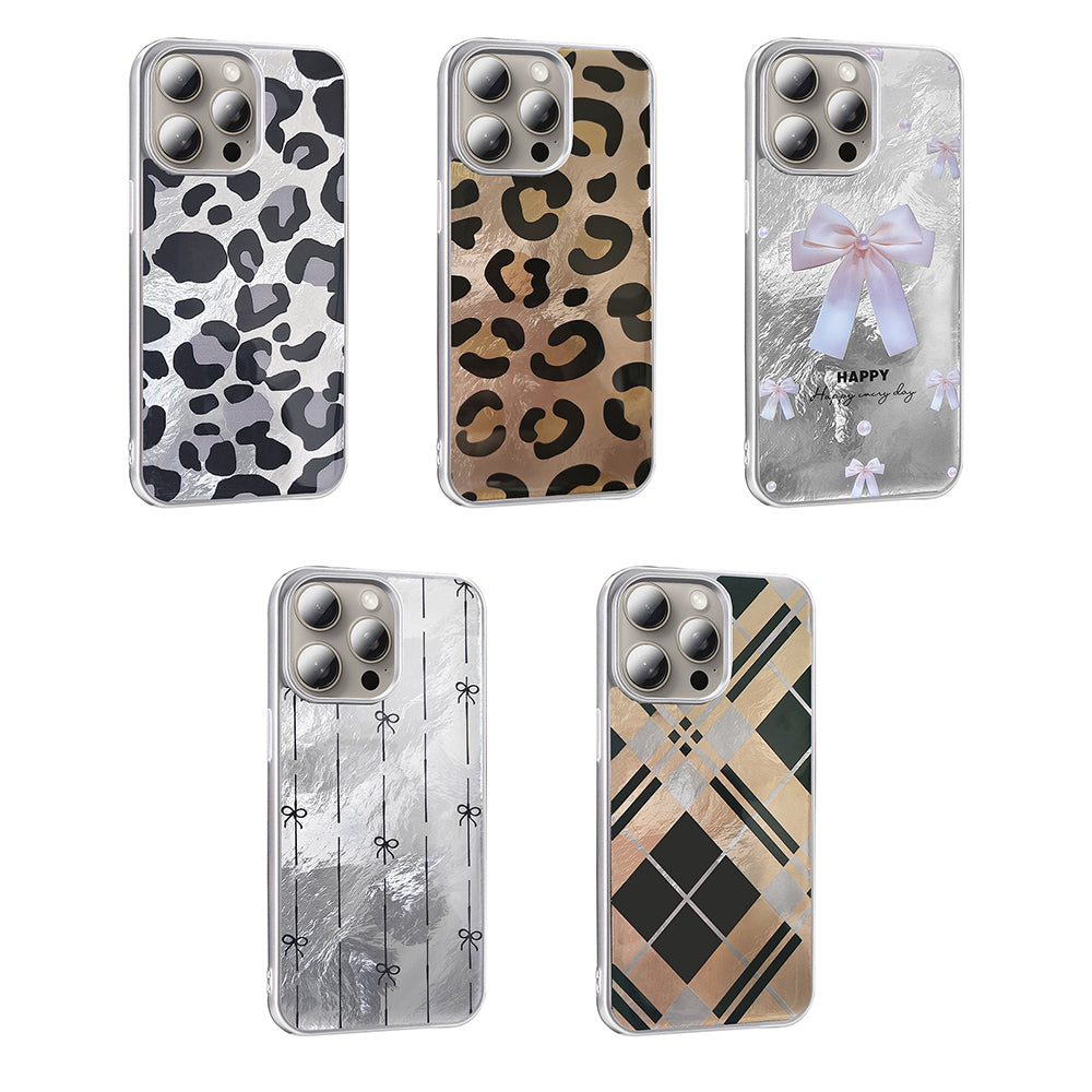 Apple iPhone 15 Pro Max Kılıf Desenli Zore Mep Kapak Gold Leopar