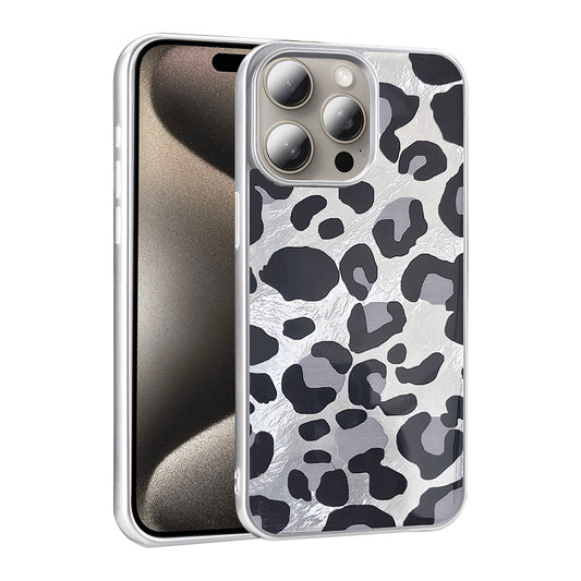 Apple iPhone 15 Pro Max Kılıf Desenli Zore Mep Kapak Gri Leopar