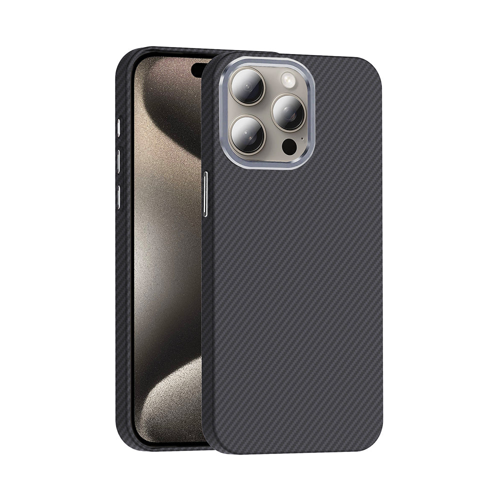 Apple iPhone 15 Pro Max Kılıf M-safe Şarj Özellikli Karbon Fiber Görünümlü Zore Gros Kapak Lacivert