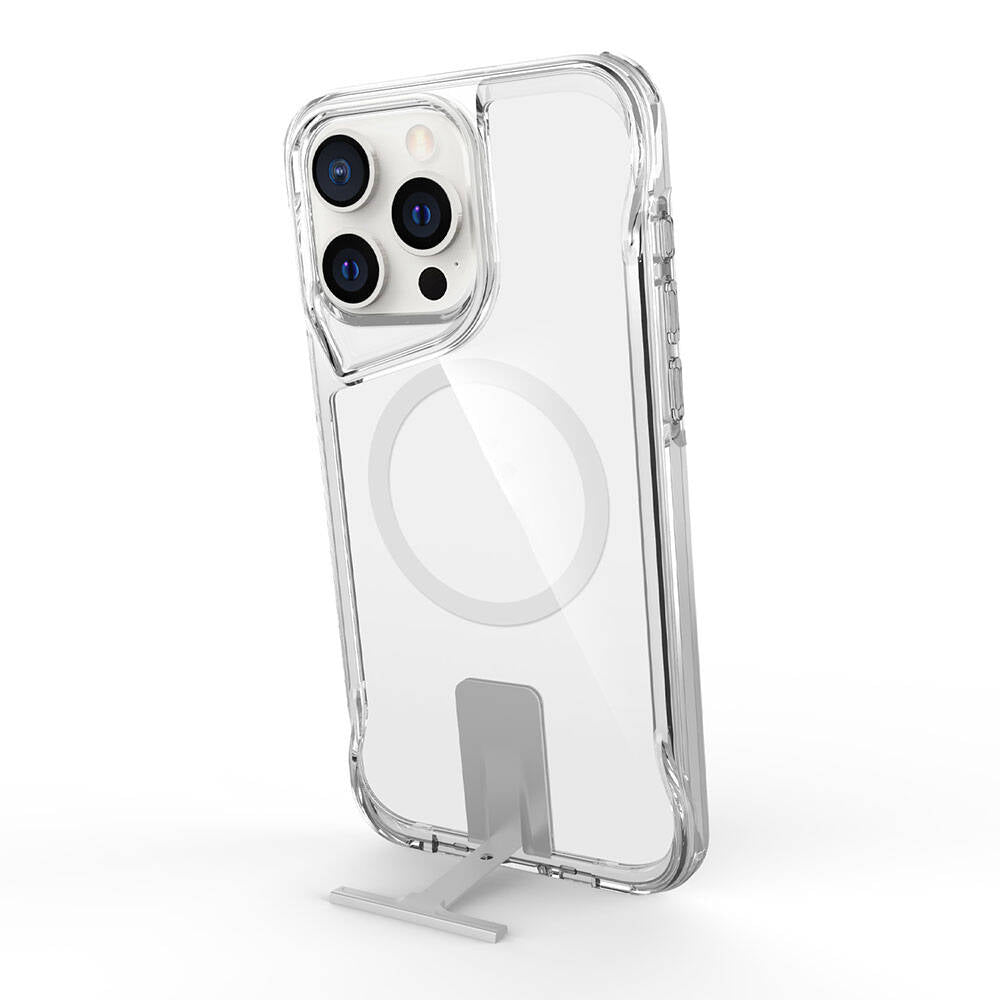 Apple iPhone 15 Pro Max Kılıf Magsafe Şarj Özellikli Zore T-Max Standlı Kapak Renksiz