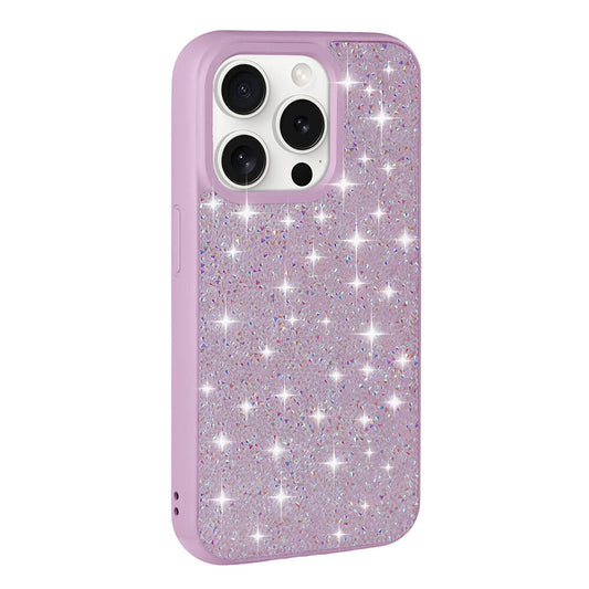 Apple iPhone 15 Pro Max Kılıf Parlak Taşlı Tasarım Zore Pırlanta Kapak Lila