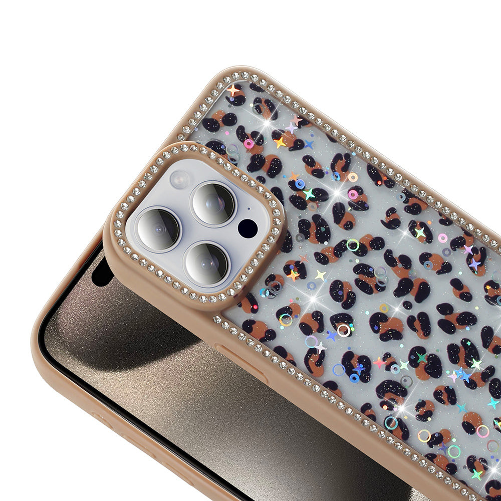 Apple iPhone 15 Pro Max Kılıf Taşlı ve Simli Tasarım Zore Azra Kapak Gold