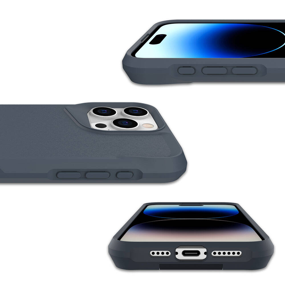 Apple iPhone 15 Pro Max Kılıf Zore Airbag Kenarlı T-Max Mat Standlı Kapak Lacivert