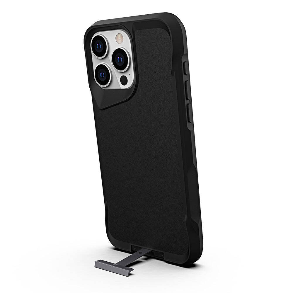 Apple iPhone 15 Pro Max Kılıf Zore Airbag Kenarlı T-Max Mat Standlı Kapak Gri