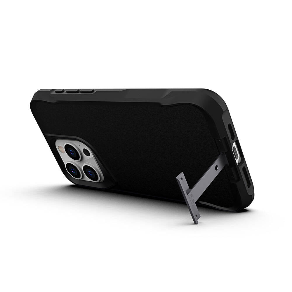 Apple iPhone 15 Pro Max Kılıf Zore Airbag Kenarlı T-Max Mat Standlı Kapak Lacivert