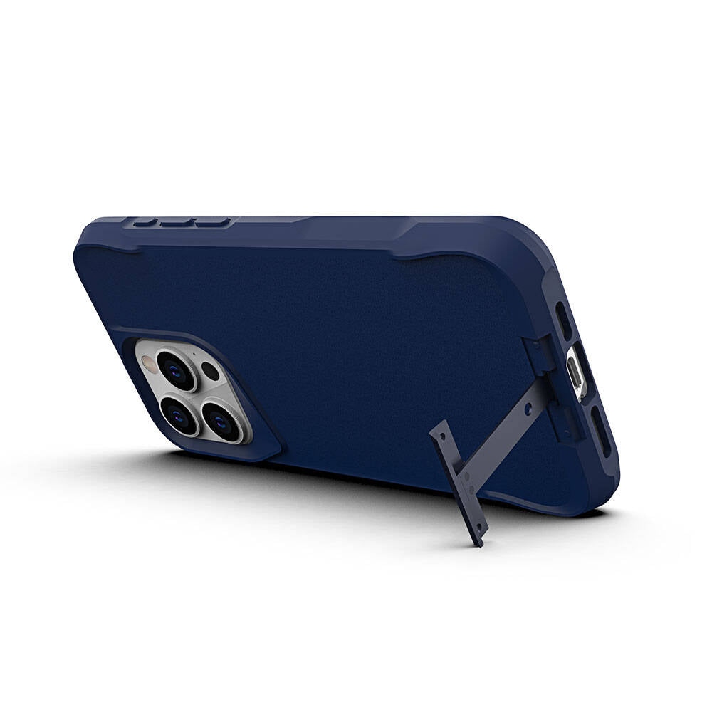 Apple iPhone 15 Pro Max Kılıf Zore Airbag Kenarlı T-Max Mat Standlı Kapak Lacivert