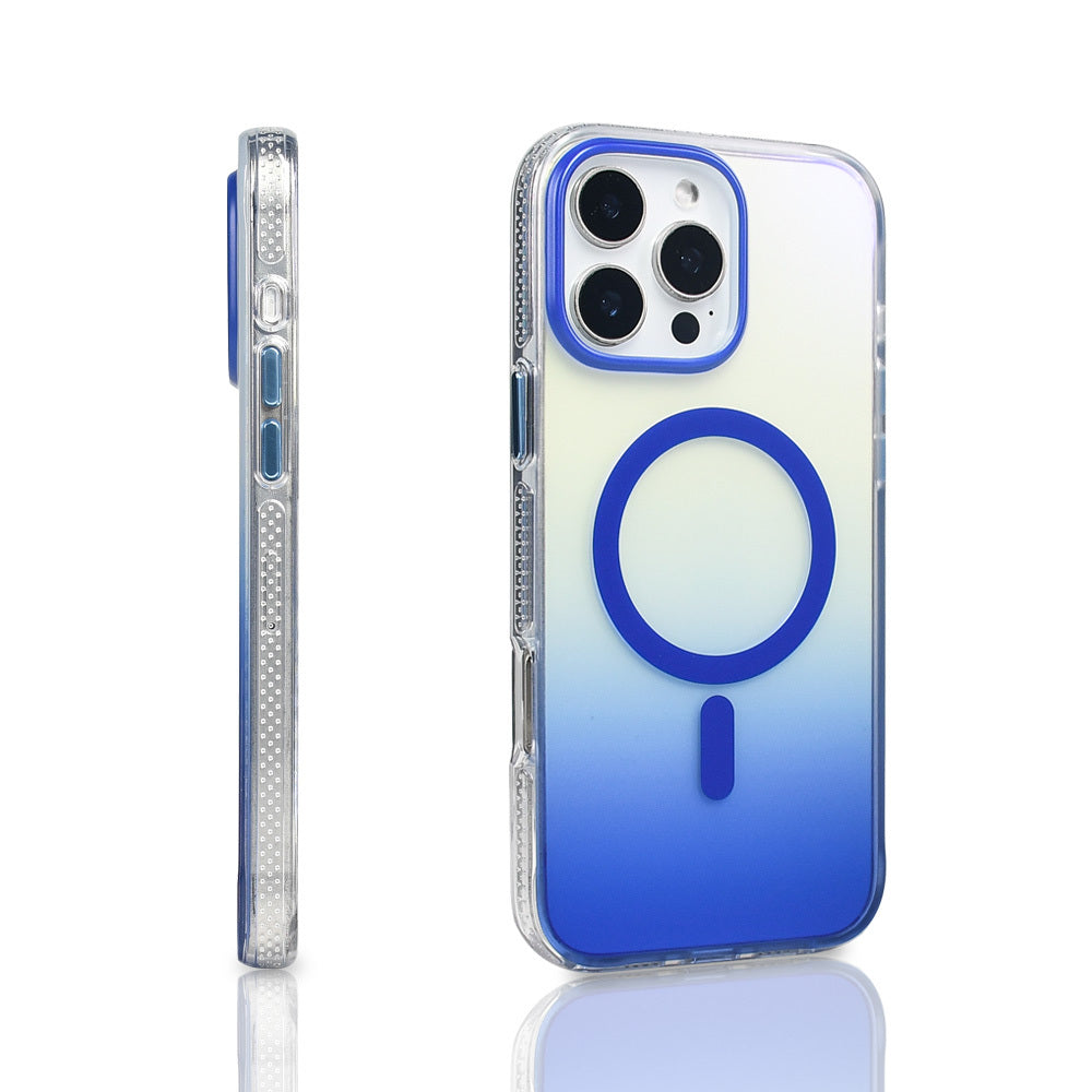 Apple iPhone 16 Pro Max Kılıf M-safe Şarj Özellikli Transparan Renk Geçişli Zore Toros Kapak Rose Pembe