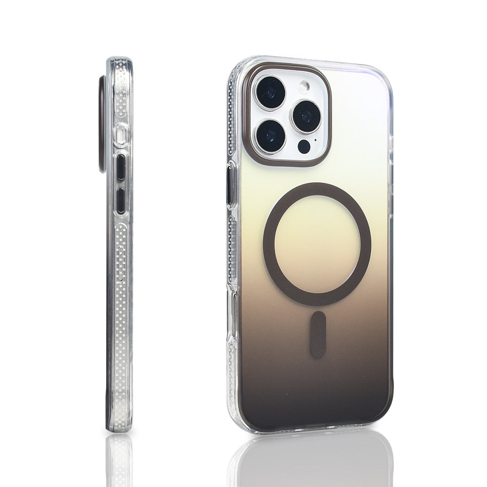 Apple iPhone 16 Pro Max Kılıf M-safe Şarj Özellikli Transparan Renk Geçişli Zore Toros Kapak Gold