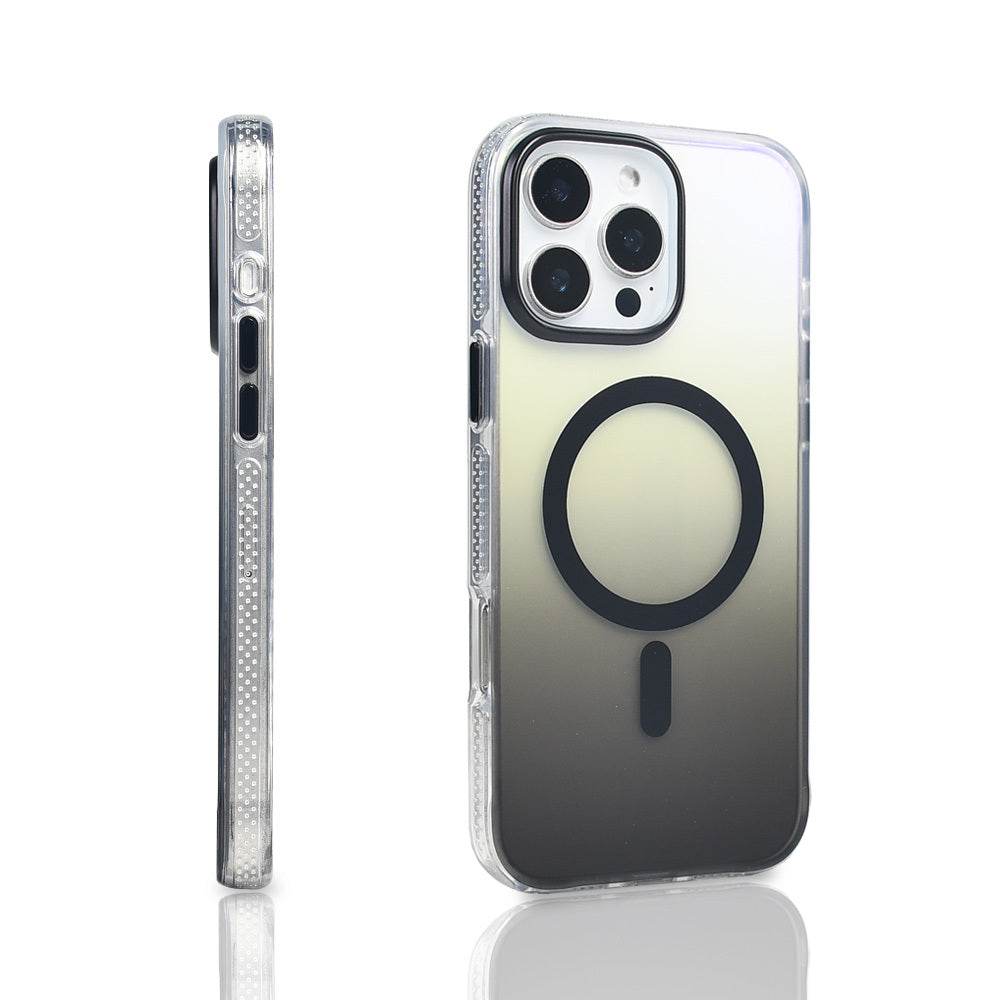 Apple iPhone 16 Pro Max Kılıf M-safe Şarj Özellikli Transparan Renk Geçişli Zore Toros Kapak Siyah