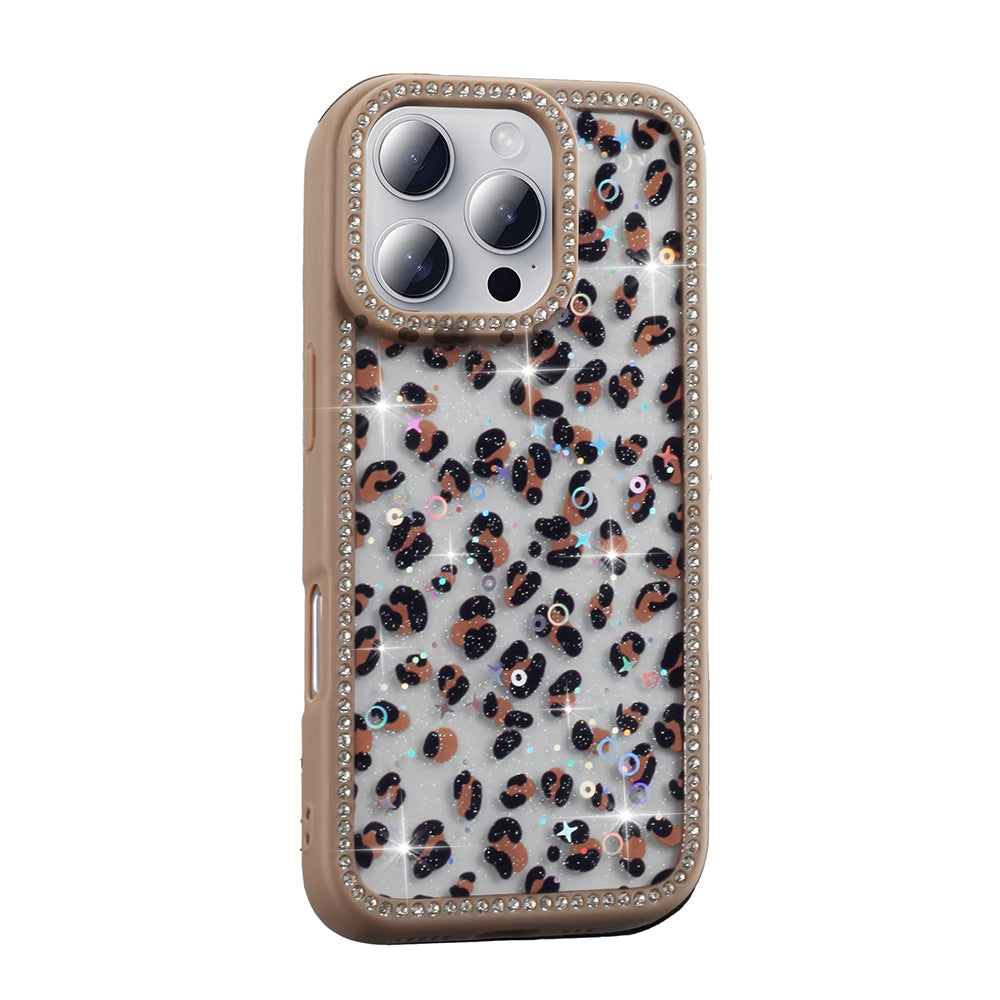 Apple iPhone 16 Pro Max Kılıf Taşlı ve Simli Tasarım Zore Azra Kapak Pembe