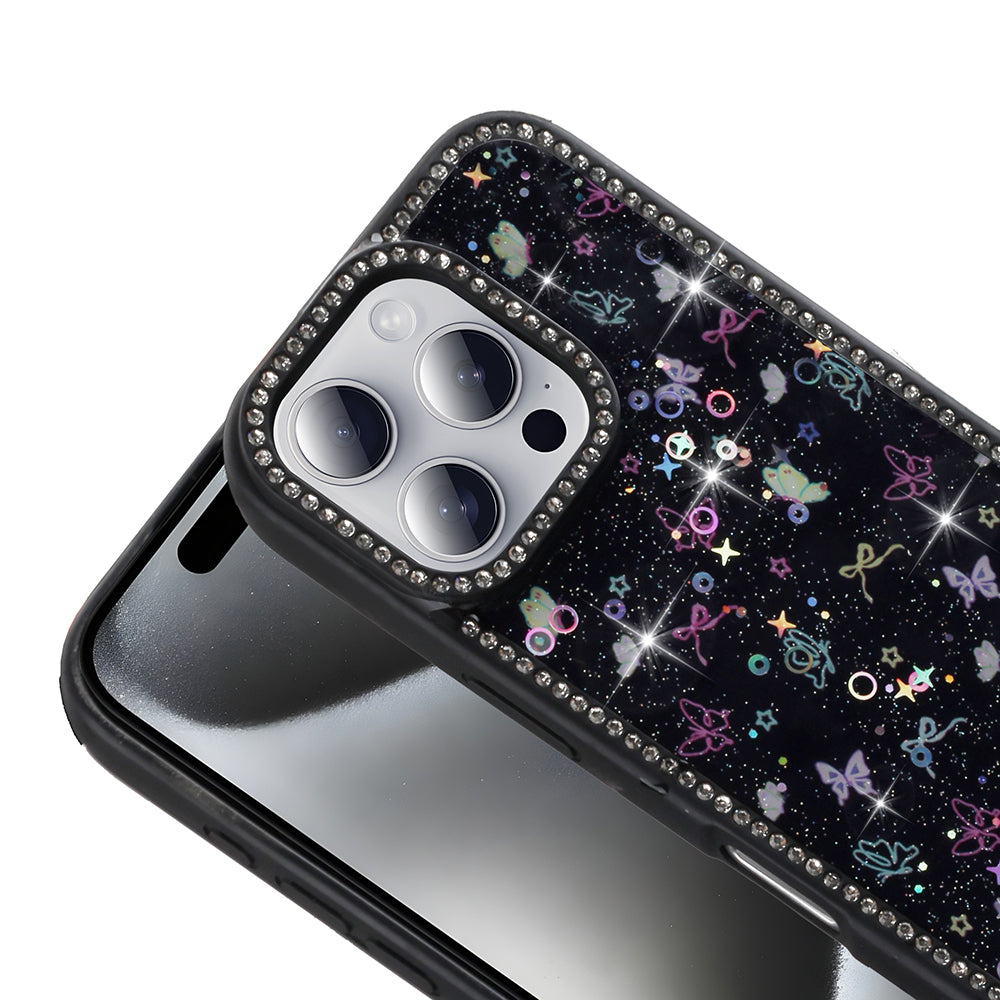 Apple iPhone 16 Pro Max Kılıf Taşlı ve Simli Tasarım Zore Azra Kapak Pembe