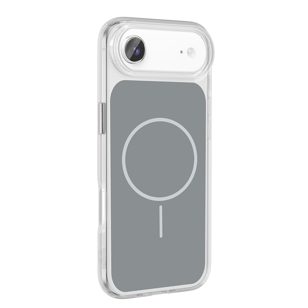 Apple iPhone 17 Air Kılıf M-Safe Şarj Özellikli Metal Buton Tasarımlı Zore İkonik Sert Silikon Kapak Turuncu