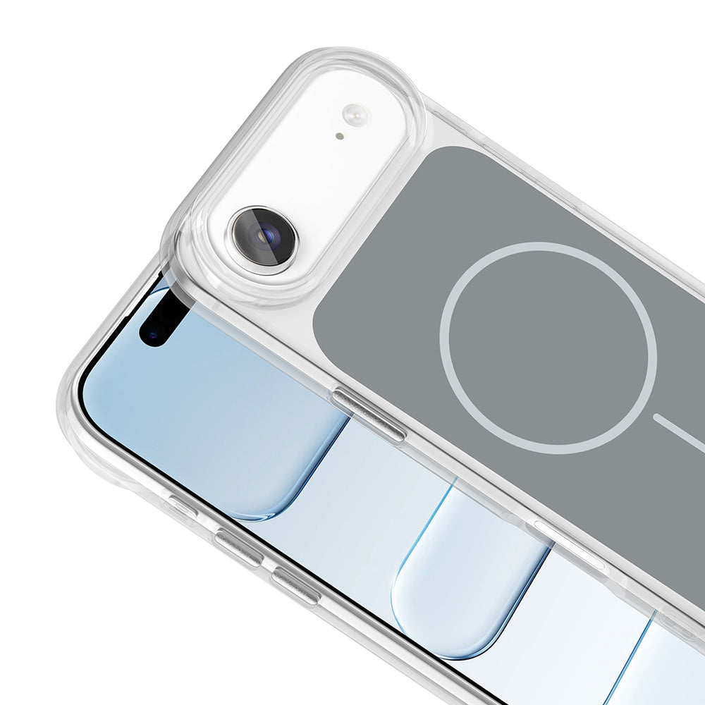 Apple iPhone 17 Air Kılıf M-Safe Şarj Özellikli Metal Buton Tasarımlı Zore İkonik Sert Silikon Kapak Gri