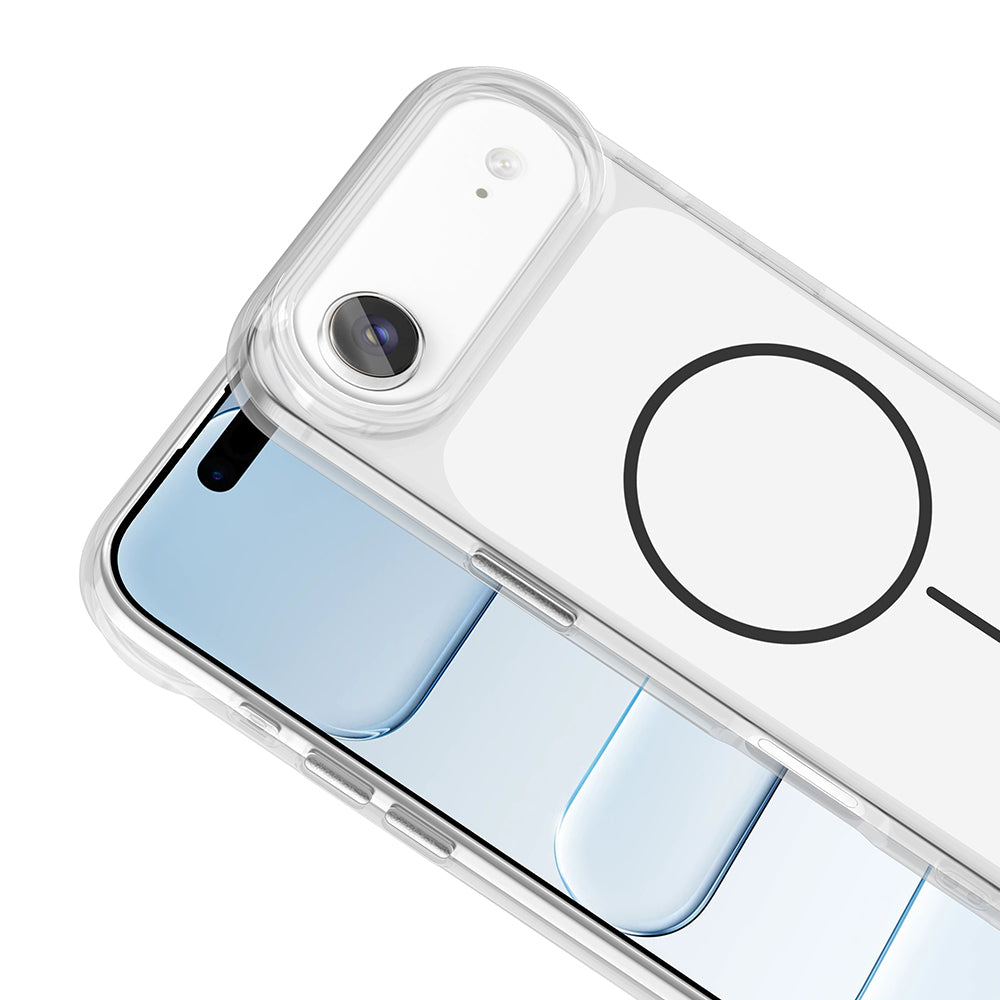 Apple iPhone 17 Air Kılıf M-Safe Şarj Özellikli Metal Buton Tasarımlı Zore İkonik Sert Silikon Kapak Gri