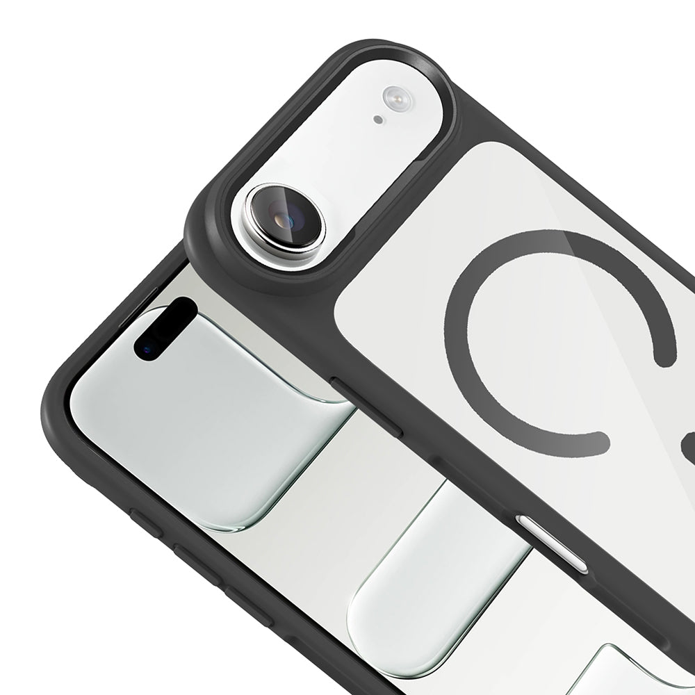 Apple iPhone 17 Air Kılıf M-Safe Şarj Özellikli Metal Kamera Çerçeveli Zore Tiko Kapak Siyah