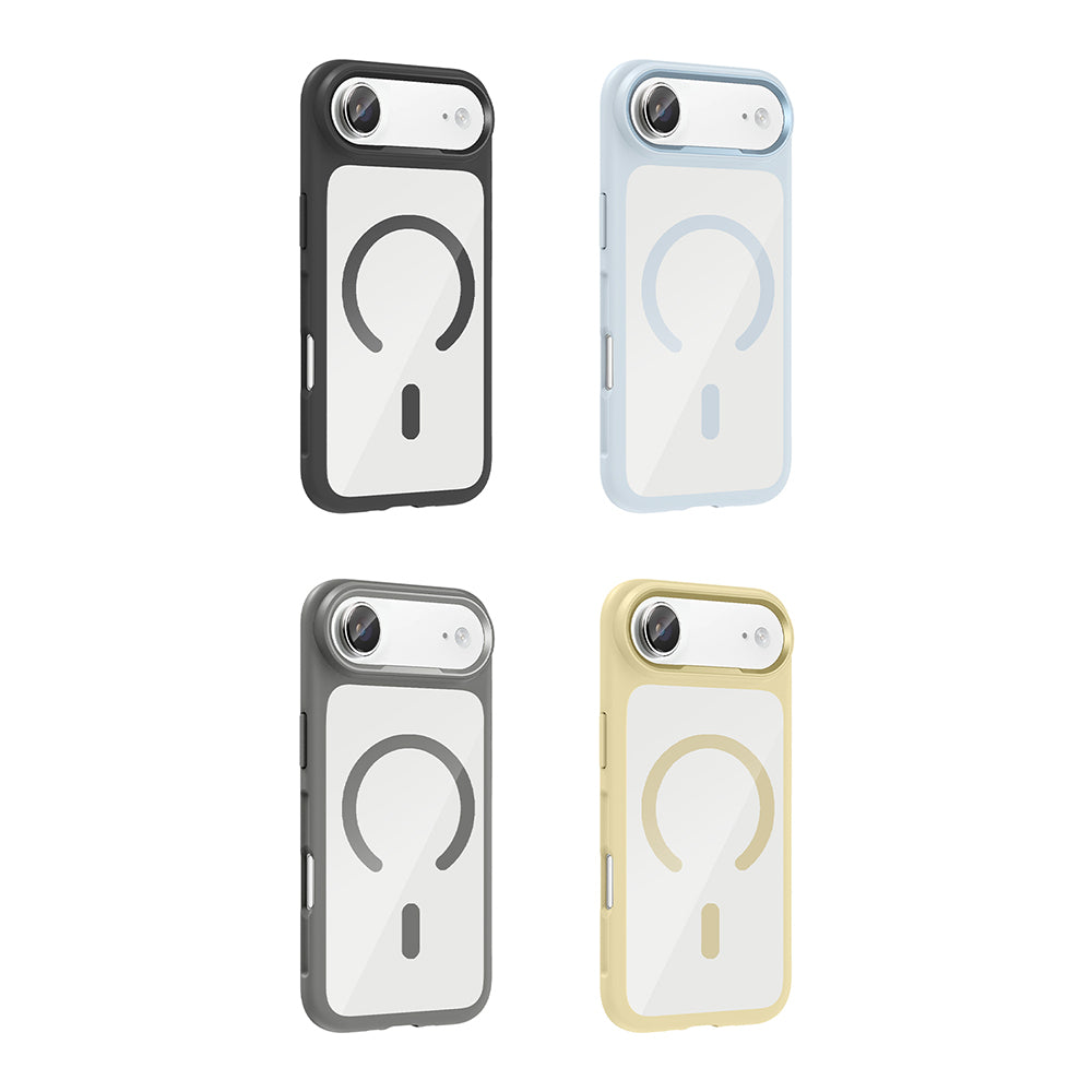 Apple iPhone 17 Air Kılıf M-Safe Şarj Özellikli Metal Kamera Çerçeveli Zore Tiko Kapak Gri