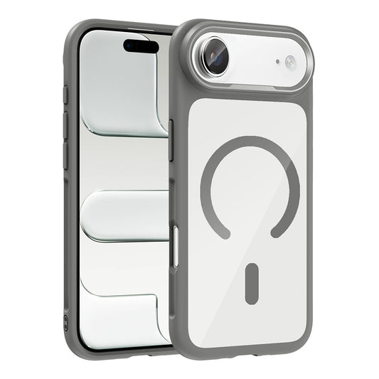 Apple iPhone 17 Air Kılıf M-Safe Şarj Özellikli Metal Kamera Çerçeveli Zore Tiko Kapak Gri