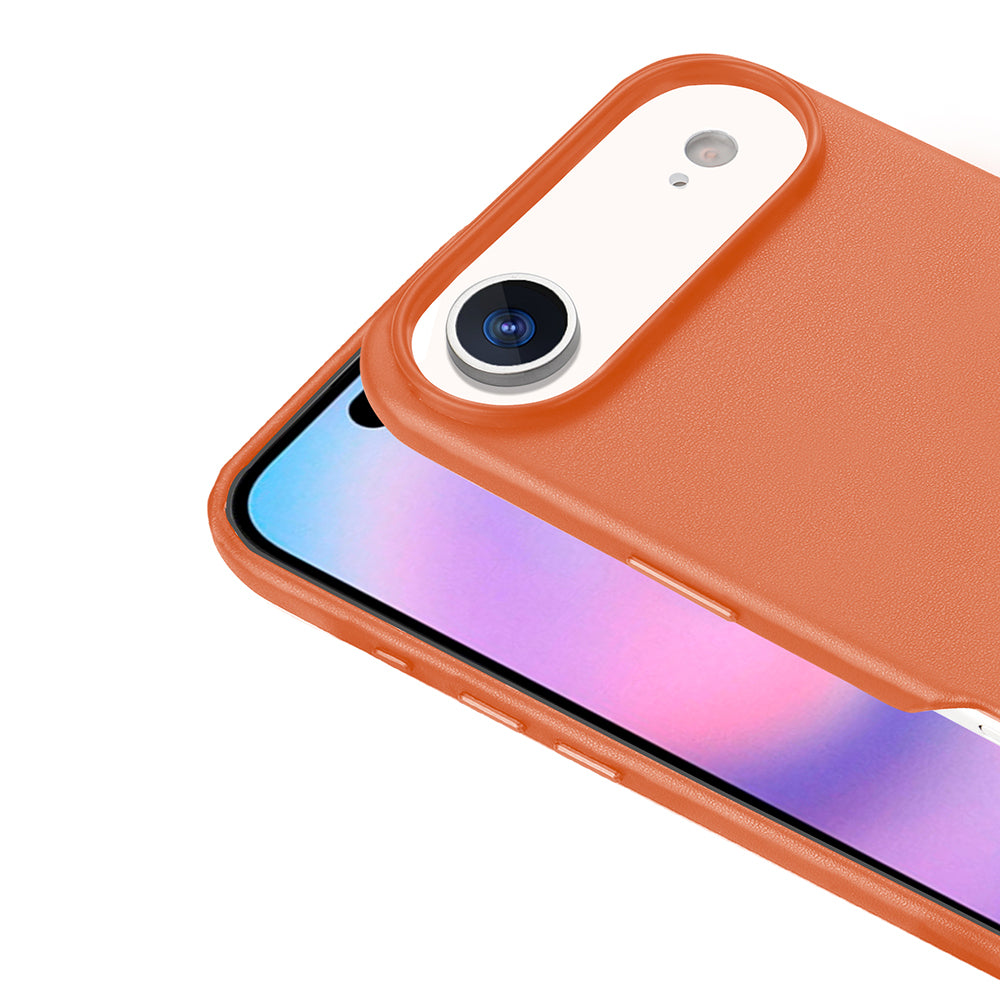 Apple iPhone 17 Air Kılıf M-safe Şarj Özellikli PU Deri Görünümlü Zore Kupra Kapak Turuncu