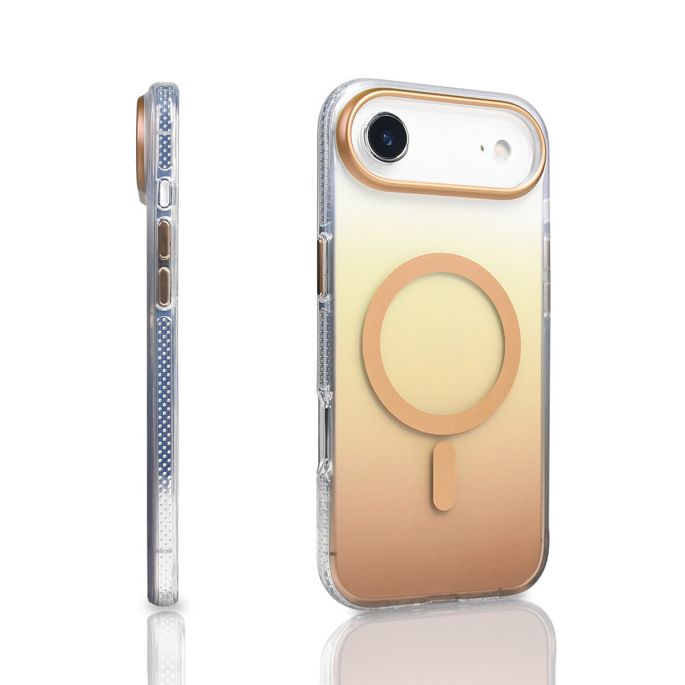 Apple iPhone 17 Air Kılıf M-safe Şarj Özellikli Transparan Renk Geçişli Zore Toros Kapak Gri