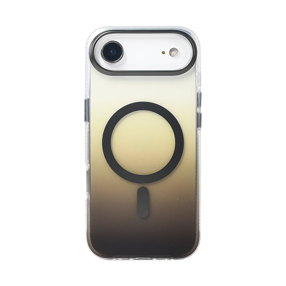 Apple iPhone 17 Air Kılıf M-safe Şarj Özellikli Transparan Renk Geçişli Zore Toros Kapak Siyah