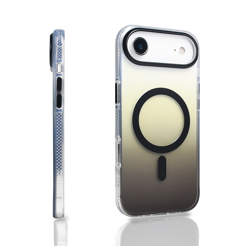 Apple iPhone 17 Air Kılıf M-safe Şarj Özellikli Transparan Renk Geçişli Zore Toros Kapak Gri