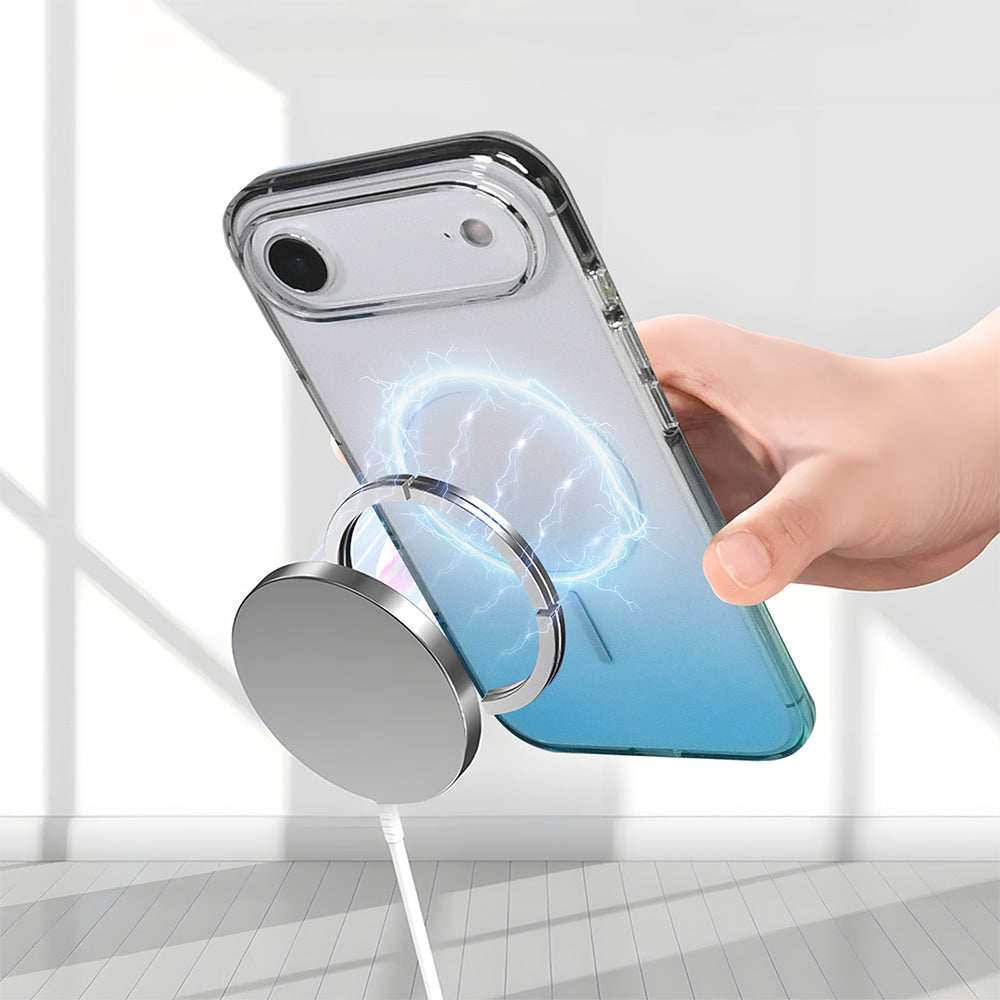 Apple iPhone 17 Air Kılıf M-Safe Şarj Özellikli Zore Septik Silikon Kapak Pembe