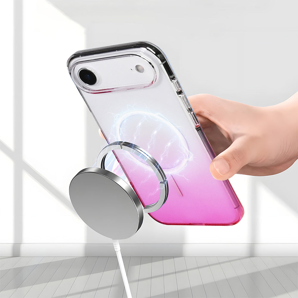 Apple iPhone 17 Air Kılıf M-Safe Şarj Özellikli Zore Septik Silikon Kapak Pembe