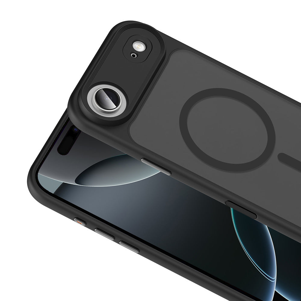 Apple iPhone 17 Air Kılıf Mat Arka Yüzey Wireless Şarj Özellikli Zore Flet M-safe Kapak Gri