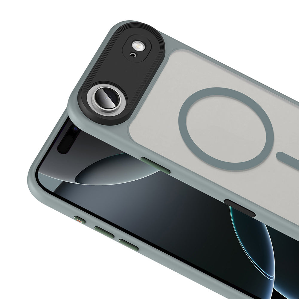 Apple iPhone 17 Air Kılıf Mat Arka Yüzey Wireless Şarj Özellikli Zore Flet M-safe Kapak Lacivert